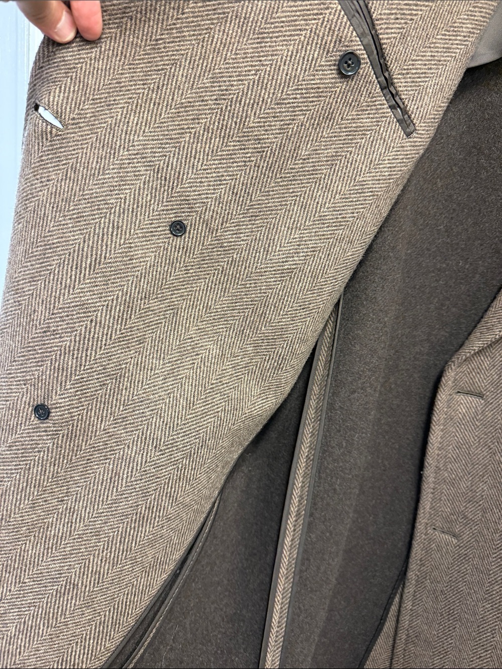 Brooks Brothers Men's Double-Breasted brown tan Wool Overcoat - Picture 3 of 10